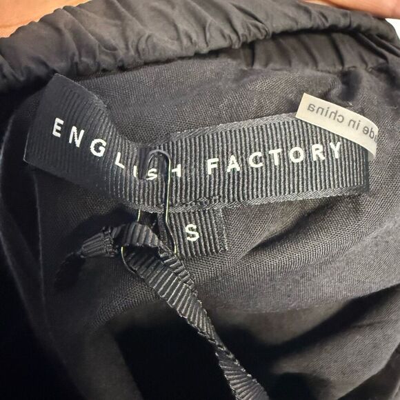 English Factory Women's Small Black Poplin Cut Out Mini Dress Babydoll - Picture 4 of 7